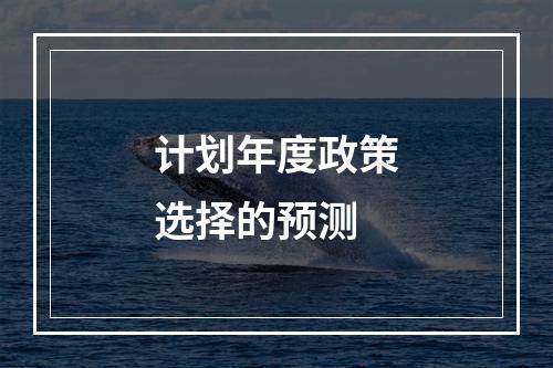 计划年度政策选择的预测