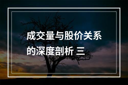 成交量与股价关系的深度剖析 三