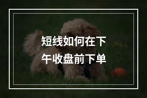 短线如何在下午收盘前下单