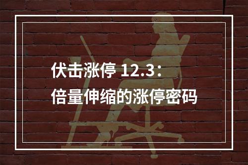 伏击涨停 12.3：倍量伸缩的涨停密码