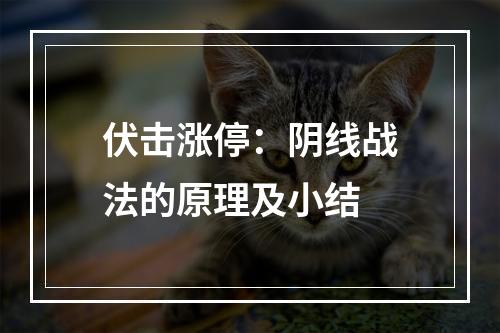 伏击涨停：阴线战法的原理及小结