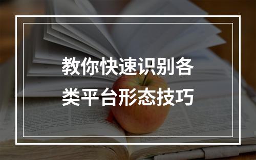 教你快速识别各类平台形态技巧