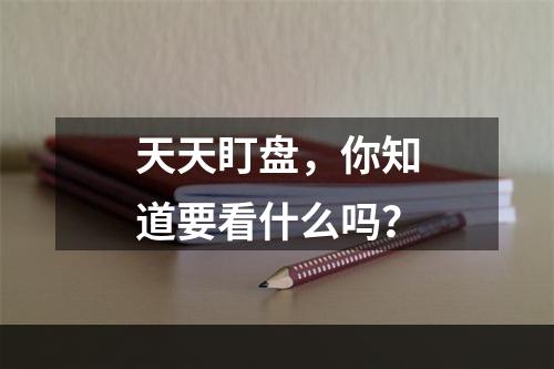 天天盯盘，你知道要看什么吗？