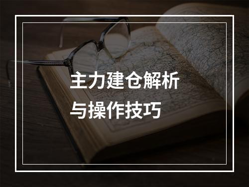 主力建仓解析与操作技巧