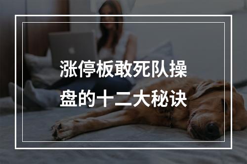 涨停板敢死队操盘的十二大秘诀