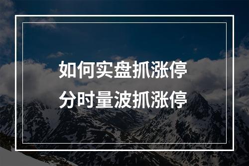 如何实盘抓涨停 分时量波抓涨停