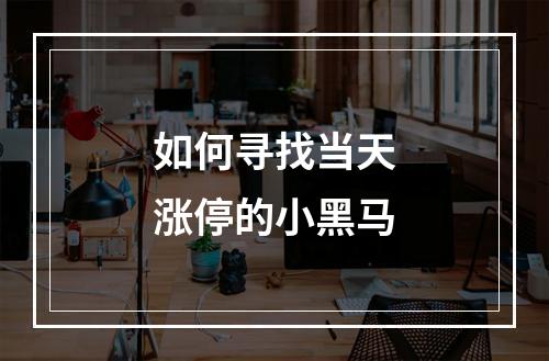 如何寻找当天涨停的小黑马