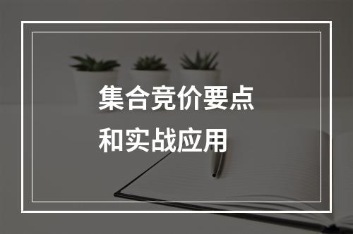 集合竞价要点和实战应用