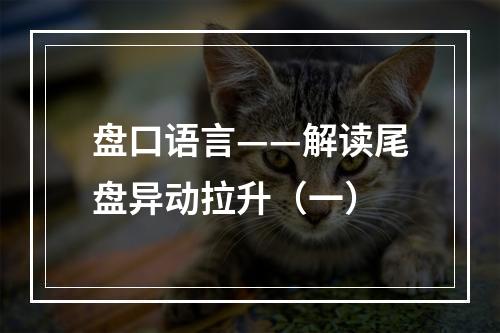 盘口语言——解读尾盘异动拉升（一）