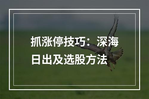 抓涨停技巧：深海日出及选股方法