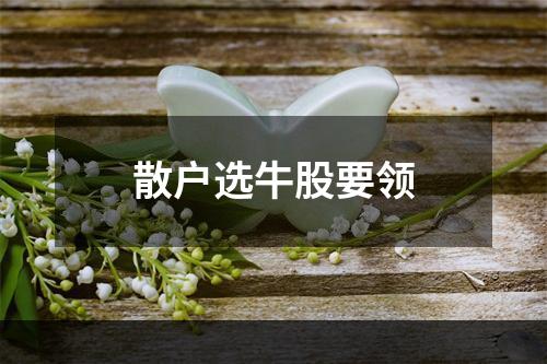 散户选牛股要领