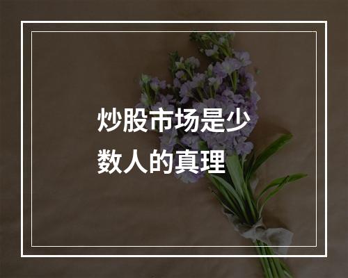 炒股市场是少数人的真理
