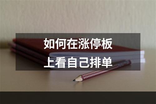 如何在涨停板上看自己排单