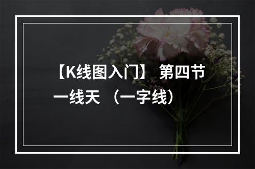【K线图入门】 第四节 一线天 （一字线）