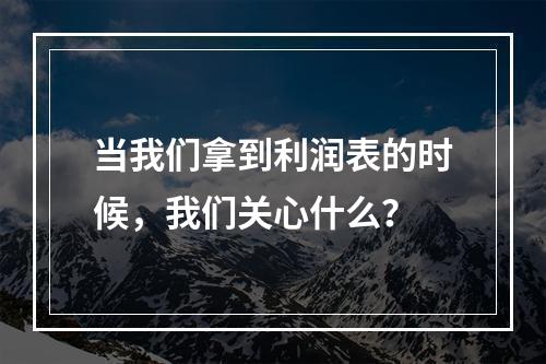 当我们拿到利润表的时候，我们关心什么？